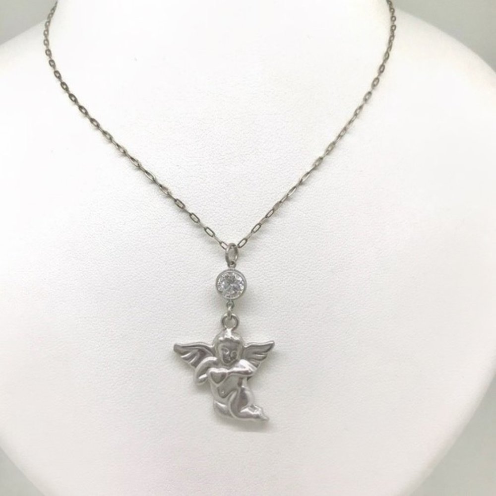 NWT SS guardian angel and crystal dangle necklace - Picture 7 of 7